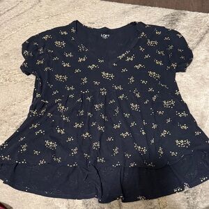 LOFT Dark Blue Floral Top